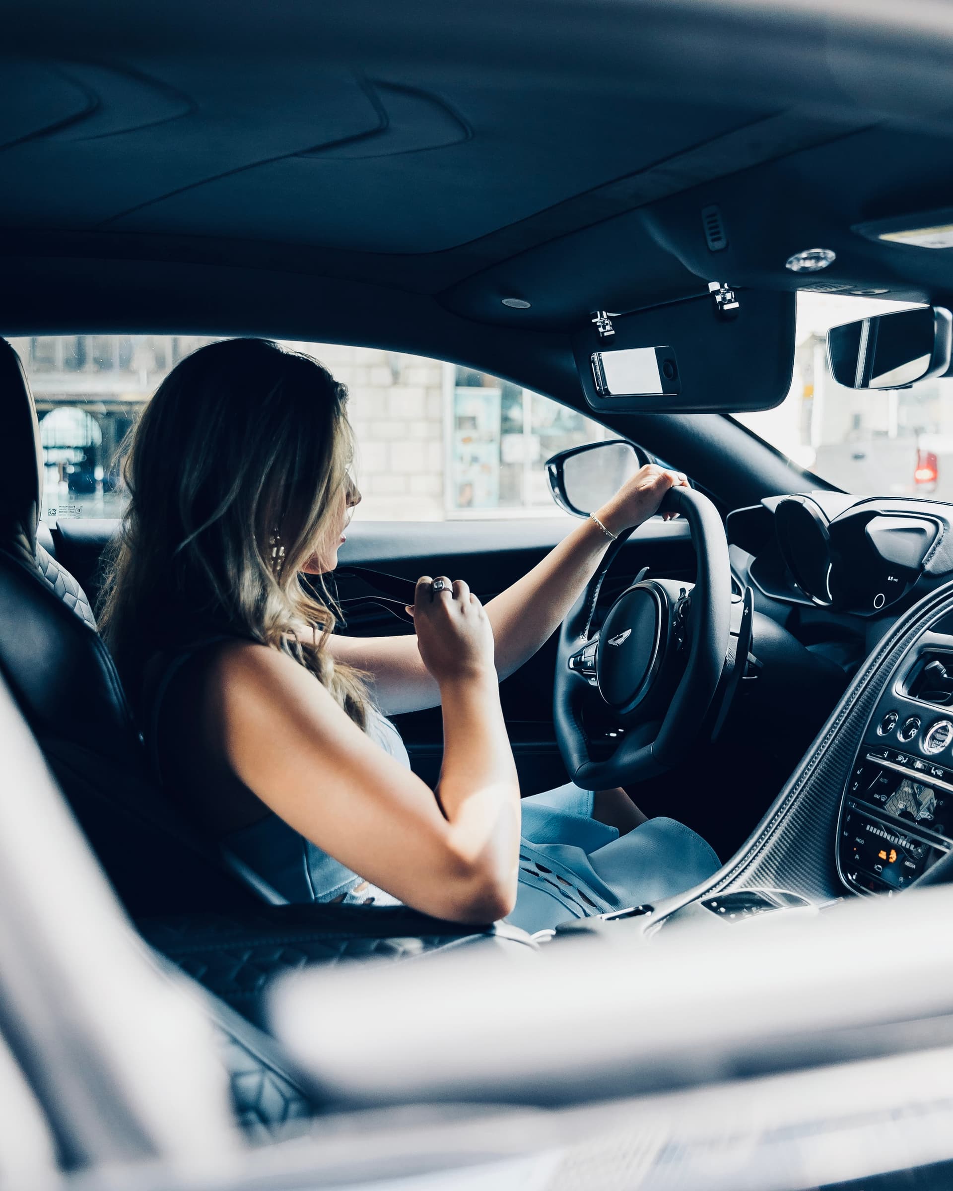 Woman driving with confidence